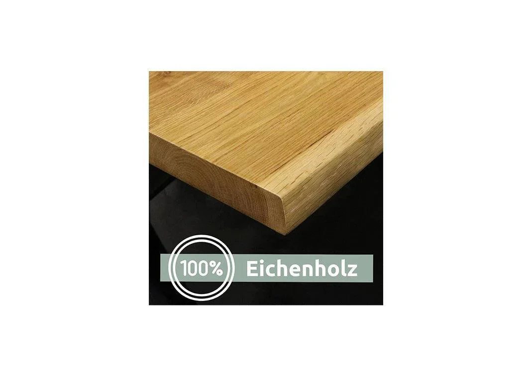 H4H Tischplatte 200 x 100cm mit Baumkante aus massiver Eiche - Komfortmöbel24