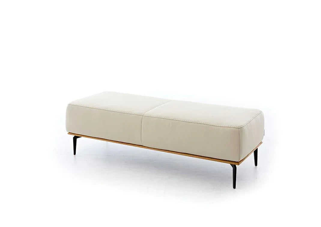 W.SCHILLIG Hocker run 16555 G150 Leder Z 73/44 elfenbein - Komfortmöbel24