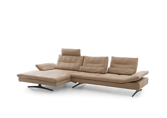 W.SCHILLIG Longchair seventy5 16741 Leder Z78/49 sand - Komfortmöbel24