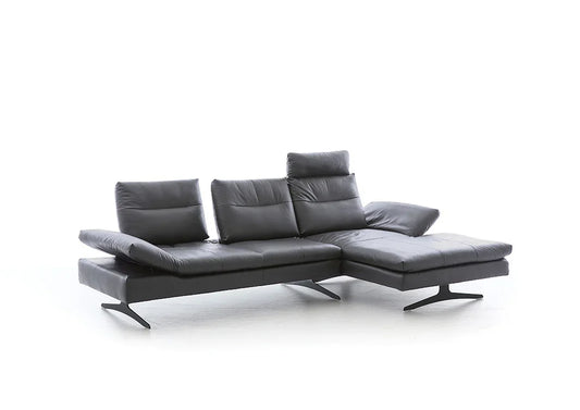 W.SCHILLIG Longchair seventy5 16741 Leder Z78/95 graphite - Komfortmöbel24