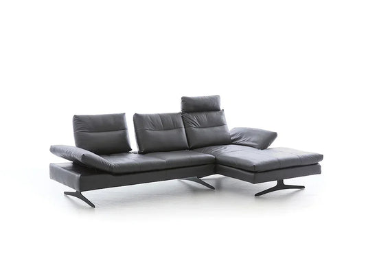 W.SCHILLIG Longchair seventy5 16741 Leder Z78/95 graphite - Komfortmöbel24