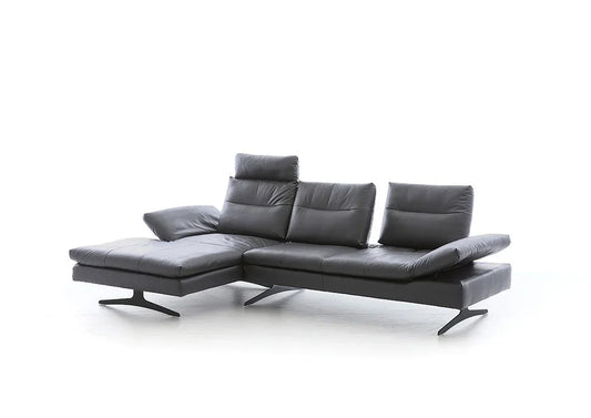 W.SCHILLIG Longchair seventy5 16741 Leder Z78/95 graphite - Komfortmöbel24