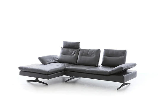 W.SCHILLIG Longchair seventy5 16741 Leder Z78/95 graphite - Komfortmöbel24
