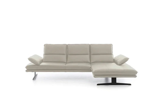 W.SCHILLIG Longchair broadway 16777 (B=271 cm) Leder Z66/43 greige mit Hocker G70