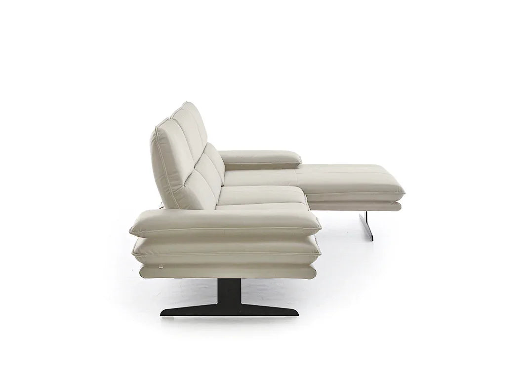 W.SCHILLIG Longchair broadway 16777 (B=271 cm) Leder Z66/43 greige mit Hocker G70