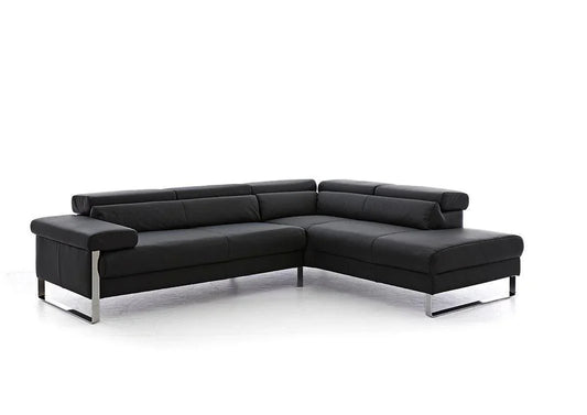 W.SCHILLIG Ecksofa finn 20974 Leder Z77/99 black pearl +m.Auszug+Kissen - Komfortmöbel24