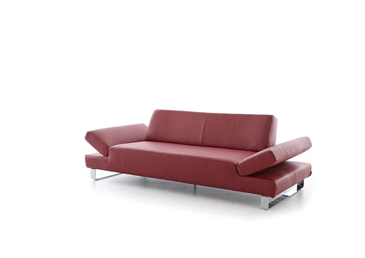 W.SCHILLIG Sofa taboo 22070 PL Leder Z59/10 ruby red m. Kontrastnaht - Komfortmöbel24