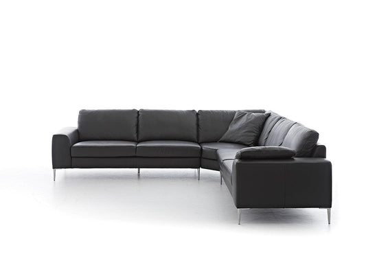 W.SCHILLIG Ecksofa aleXx 22850 Leder Z73/99 nachtschwarz - Komfortmöbel24