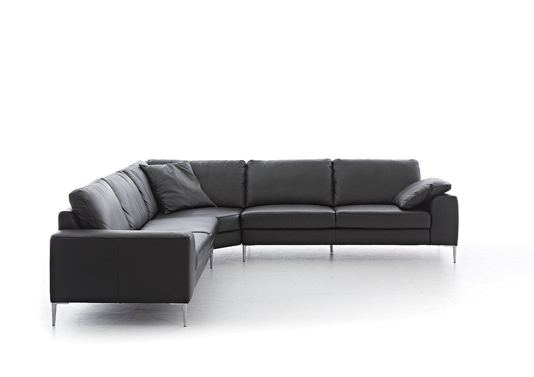 W.SCHILLIG Ecksofa aleXx 22850 Leder Z73/99 nachtschwarz - Komfortmöbel24