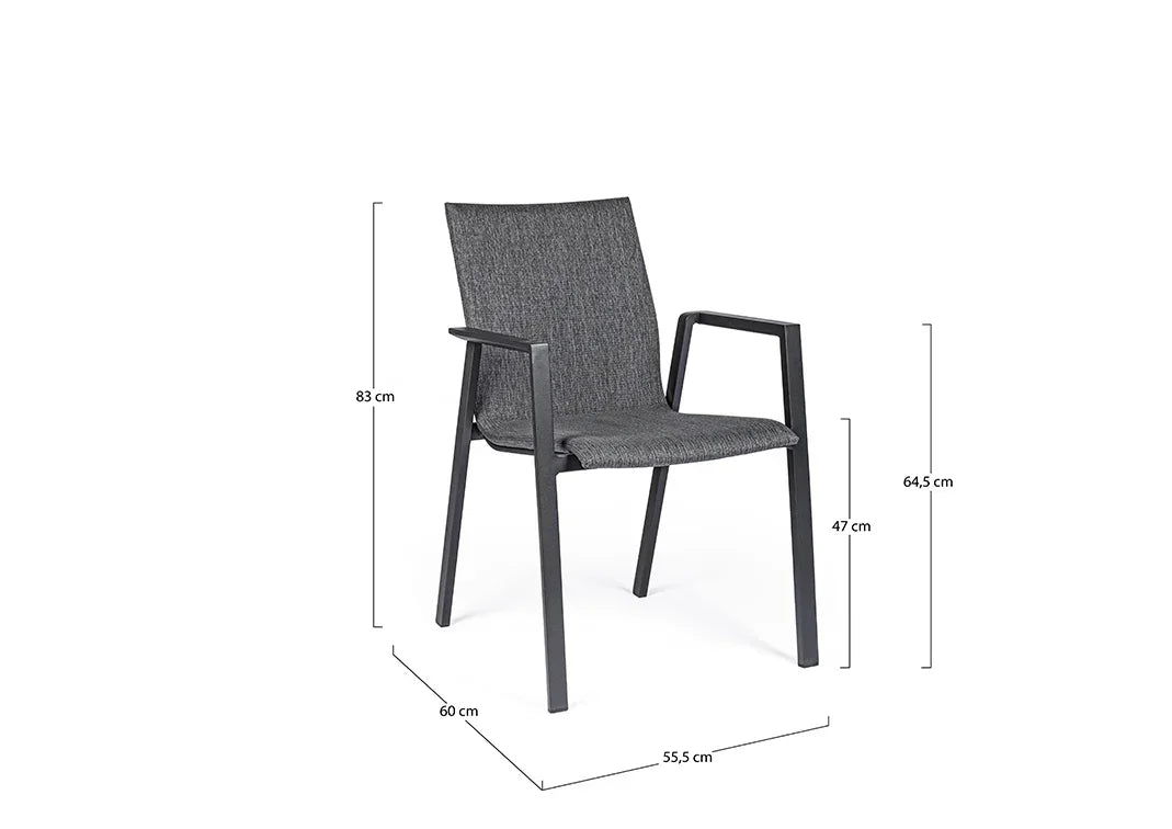 Bizzotto Outdoor Gartenstuhl-2er-Set Odeon mit Armlehnen, stapelbar - Komfortmöbel24