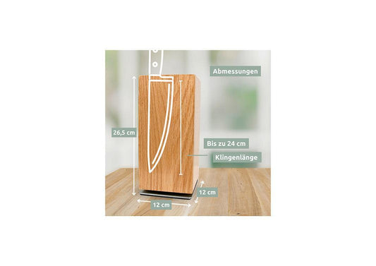 H4H Messerblock magnetisch und 360° drehbar aus Eiche - Komfortmöbel24