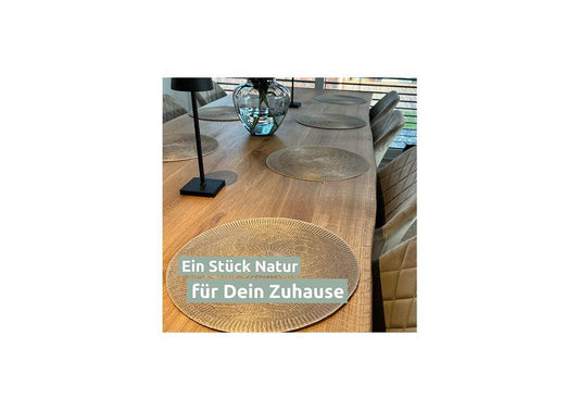 H4H Tischplatte 200 x 100cm mit Baumkante aus massiver Eiche - Komfortmöbel24