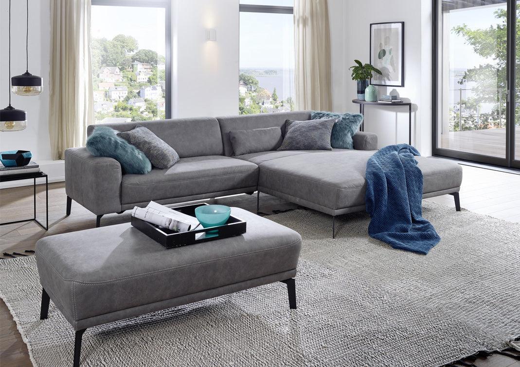 Ponsel Longchair Sofa ASCONA S659 Stoff grau - Komfortmöbel24