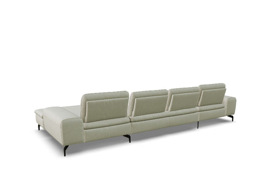 W.SCHILLIG Doppel-Longchair valentinoo 16540 Leder Z73/43 cream white + Kissen + Kopfstütze