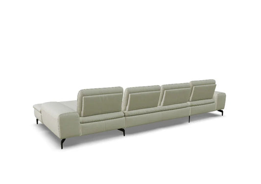 W.SCHILLIG Doppel-Longchair valentinoo 16540 Leder Z73/43 cream white + Kissen + Kopfstütze