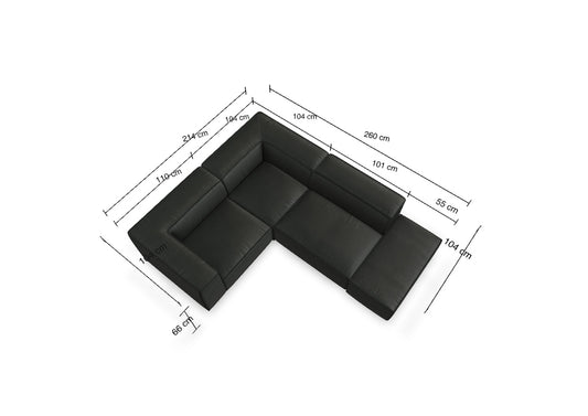 W.SCHILLIG Ecksofa around-the-block 18050 (B=260 cm) Leder Z73/95 graphit