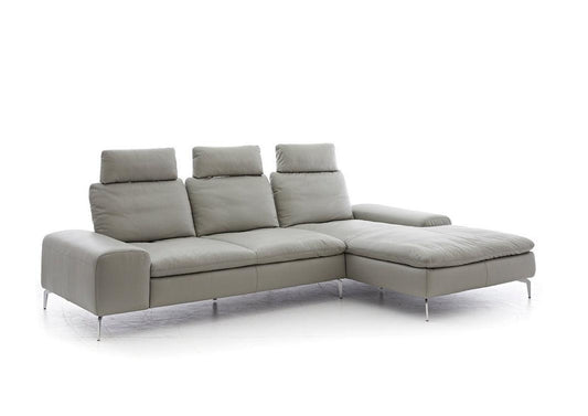 W.SCHILLIG Longchair valentinoo 16540 Leder Z73/22 grey - Komfortmöbel24