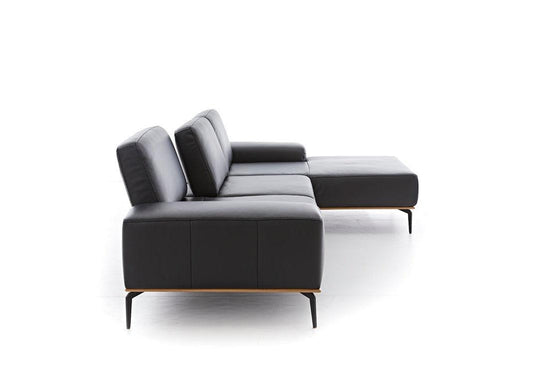 W.SCHILLIG Longchair run 16555 Leder Z73/99 schwarz - Komfortmöbel24