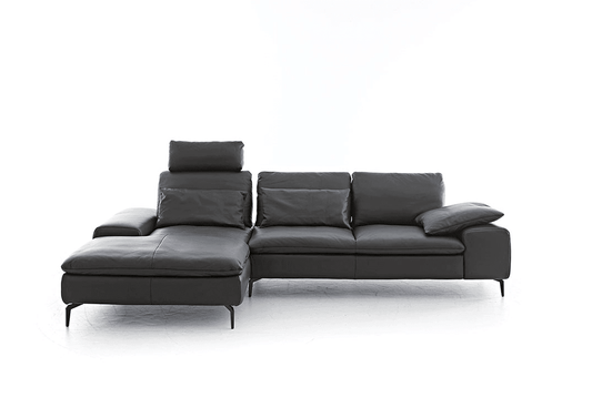 W.SCHILLIG Longchair valentinoo 16540 Leder Z73/99 nachtschwarz - Komfortmöbel24