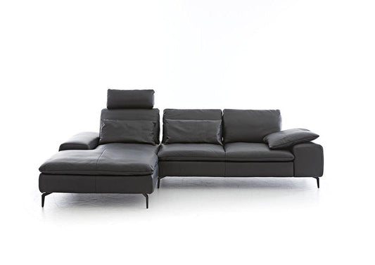 W.SCHILLIG Longchair valentinoo 16540 Leder Z73/99 nachtschwarz - Komfortmöbel24