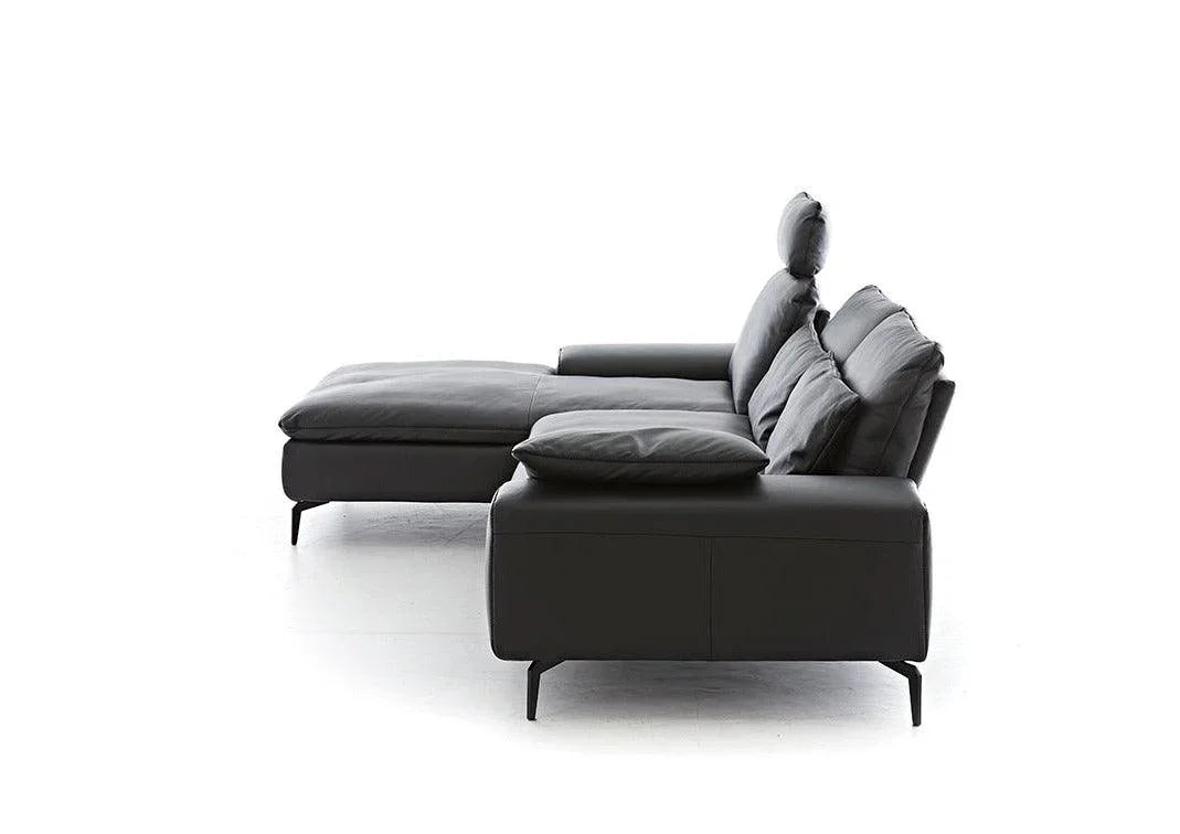 W.SCHILLIG Longchair valentinoo 16540 Leder Z73/99 nachtschwarz - Komfortmöbel24
