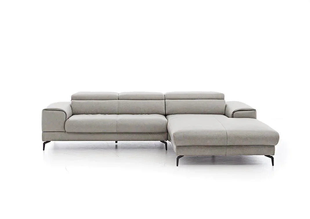 W.SCHILLIG Longchair piedroo 21106 B 343 cm Leder Z69/22 light grey - Komfortmöbel24