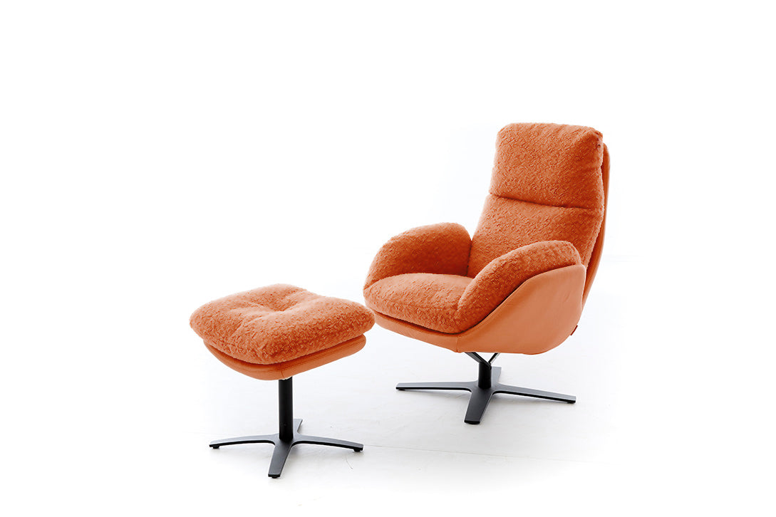 W.SCHILLIG Einzelsessel/Funktionssessel cloud9 - 31800 MD Leder/Stoff Kombi Z69/52 kurkuma S75/52 kurkuma mit Hocker