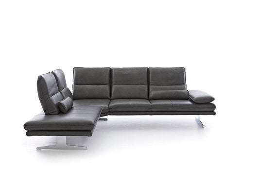 W.SCHILLIG Ecksofa broadway 16777 Leder Z73/95 graphit ohne Kissen - Komfortmöbel24