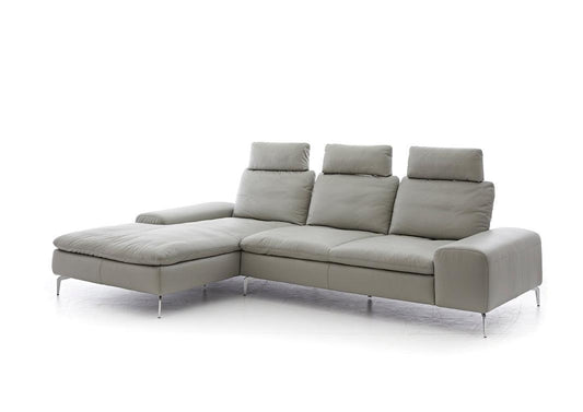 W.SCHILLIG Longchair valentinoo 16540 Leder Z73/22 grey - Komfortmöbel24