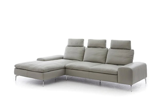 W.SCHILLIG Longchair valentinoo 16540 Leder Z73/22 grey - Komfortmöbel24
