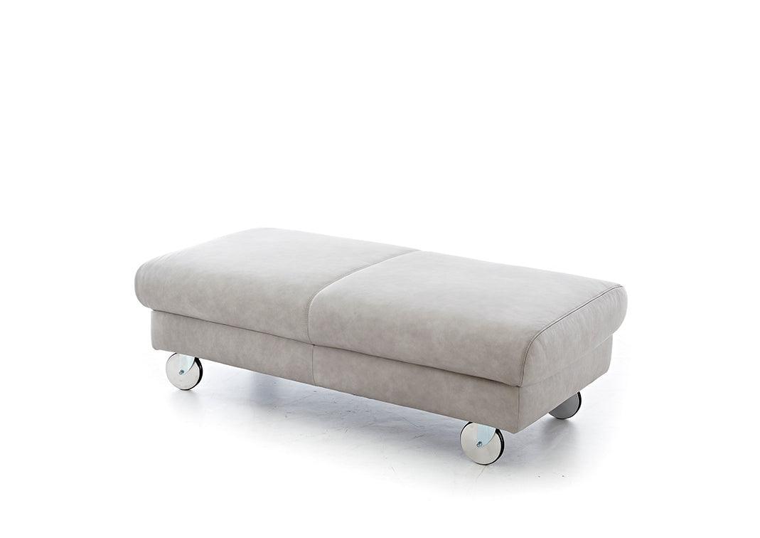 W.SCHILLIG Hocker finn 20974 G140 Leder Z69/22 light grey - Komfortmöbel24