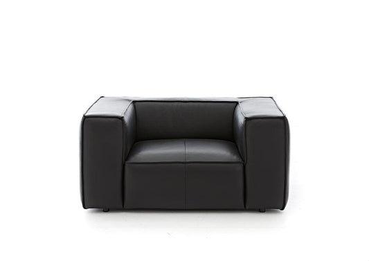 W.SCHILLIG Loveseat around-the-block 18050 M80 Leder Z77/99 black pearl - Komfortmöbel24