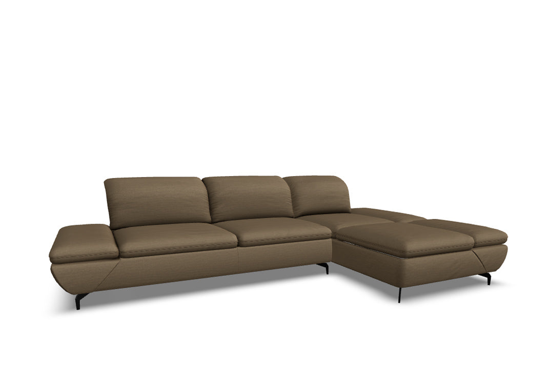 W.SCHILLIG Bundle Longchair taoo 15278 (B=344 cm) Stoff W82/49 taupe inkl. 4 Kissen