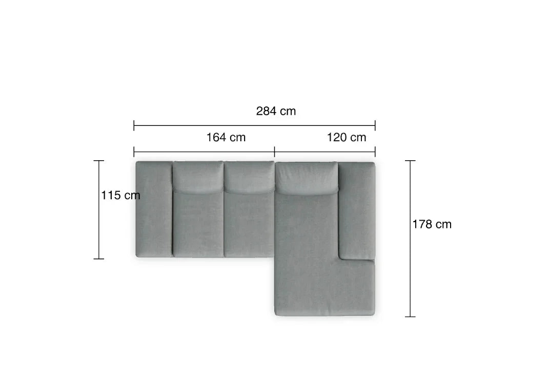 W.SCHILLIG Longchair taoo 15278 (B=284 cm) Stoff S 75/21 light grey