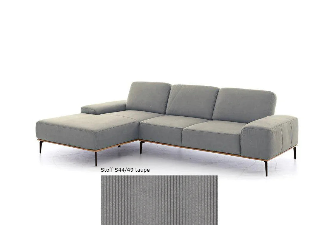 W.SCHILLIG Longchair run 16555 + Hocker G75 Stoff S44/49 taupe - Komfortmöbel24