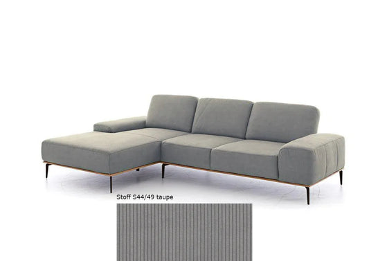 W.SCHILLIG Longchair run 16555 + Hocker G75 Stoff S44/49 taupe - Komfortmöbel24