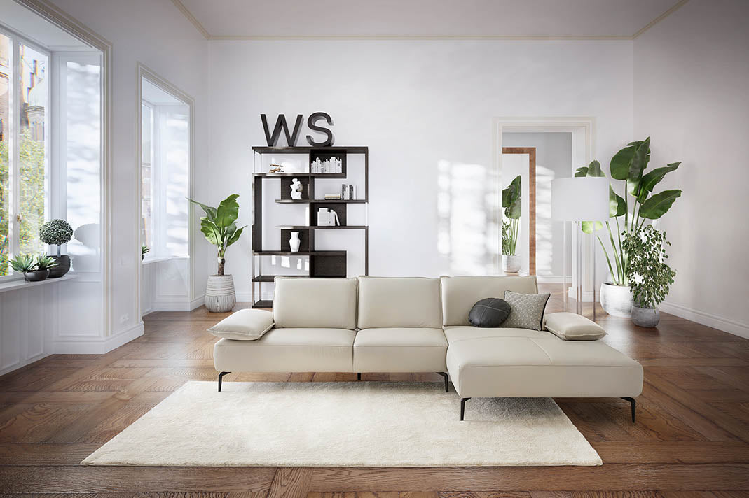 W.SCHILLIG Longchair caipirinjaa 16568 (B=320 cm) Leder Z66/43 greige