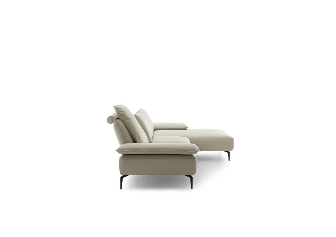 W.SCHILLIG Longchair caipirinjaa 16568 (B=320 cm) Leder Z66/43 greige