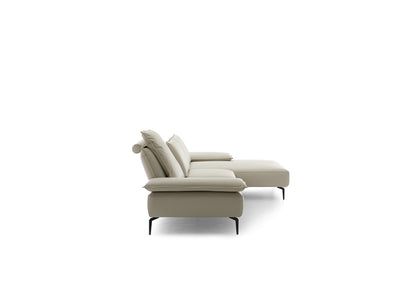 W.SCHILLIG Longchair caipirinjaa 16568 (B=320 cm) Leder Z66/43 greige