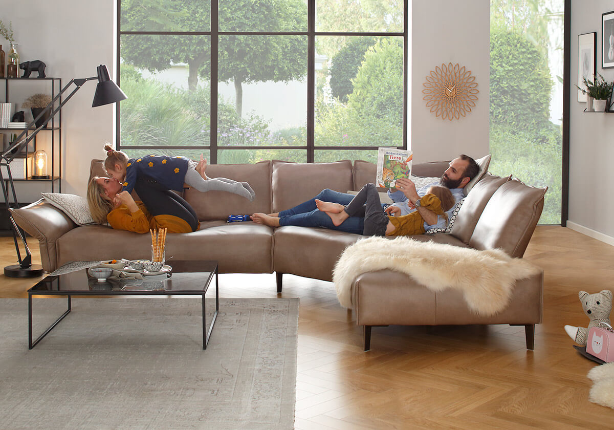 W.SCHILLIG Ecksofa bonnie 16660 Leder Z73/21 stone