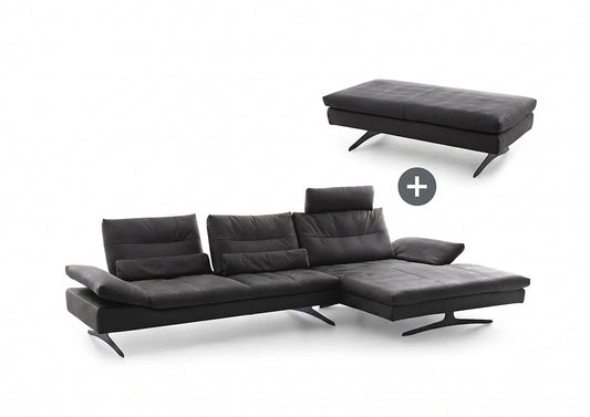 W.SCHILLIG Bundle Longchair seventy5 16741 Leder Z84/99 black