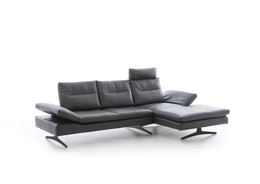 W.SCHILLIG Longchair seventy5 16741 Leder Z78/95 graphite - Komfortmöbel24