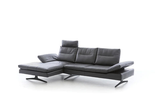 W.SCHILLIG Longchair seventy5 16741 Leder Z78/95 graphite - Komfortmöbel24