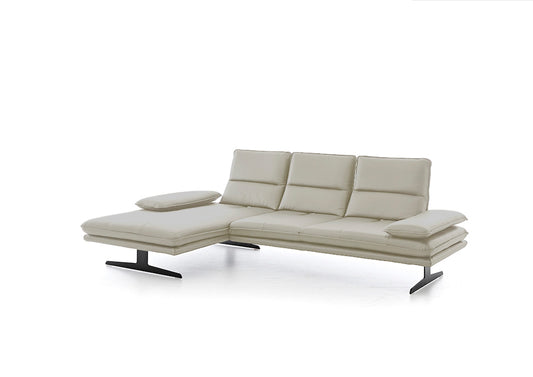 W.SCHILLIG Longchair broadway 16777 (B 291 cm) Leder Z59/22 grau (Sonderfarbe)