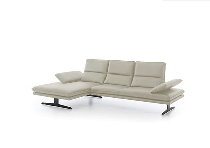 W.SCHILLIG Longchair broadway 16777 (B 291 cm) Leder Z59/22 grau (Sonderfarbe)