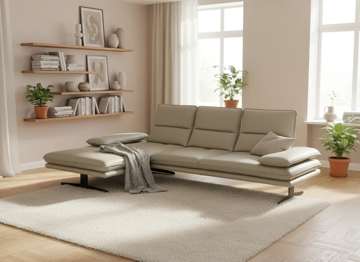 W.SCHILLIG Longchair broadway 16777 (B 291 cm) Leder Z59/22 grau (Sonderfarbe) - Komfortmöbel24