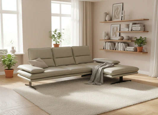 W.SCHILLIG Longchair broadway 16777 (B 291 cm) Leder Z59/22 grau (Sonderfarbe) - Komfortmöbel24