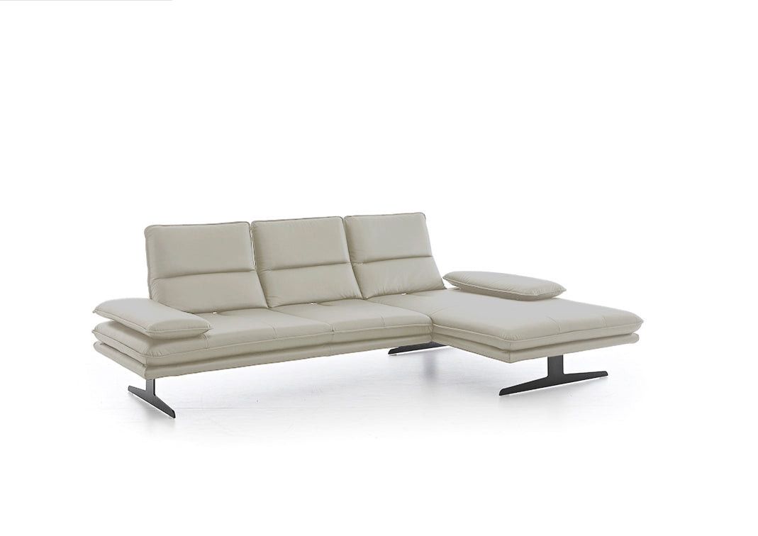 W.SCHILLIG Longchair broadway 16777 (B 291 cm) Leder Z59/22 grau (Sonderfarbe)