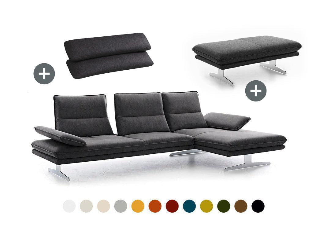 W.SCHILLIG Bundle Longchair broadway 16777 (B 291 cm) Stoff S37 (Farbe wählbar)