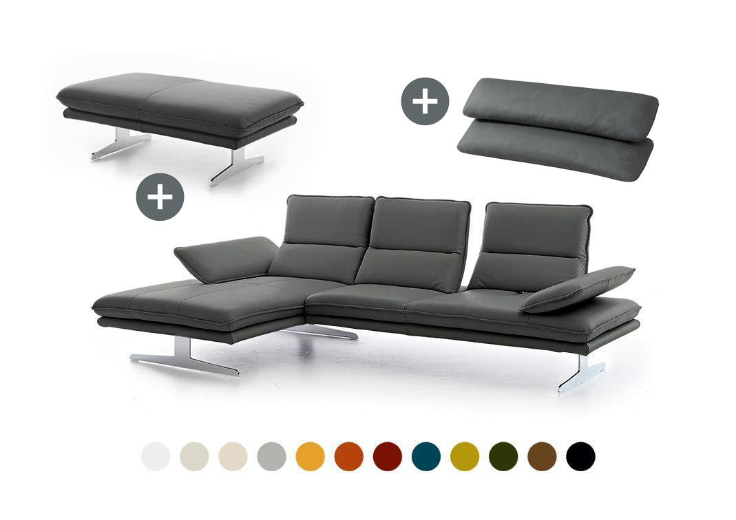 W.SCHILLIG Bundle broadway 16777 (B 291 cm) Leder Z73 (Farbe wählbar)